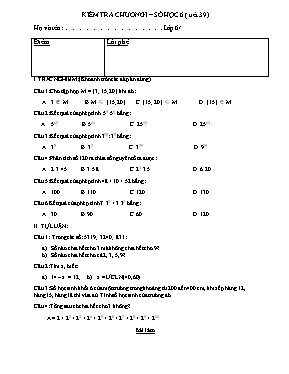 Kiểm tra Chương I  Số học 6 ( tiêt 39)